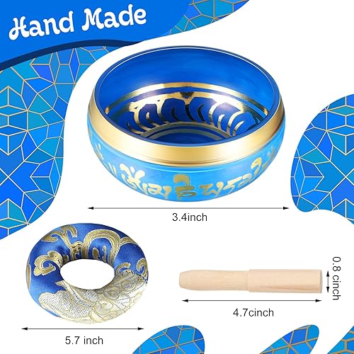 Miniatura 10 de BBTO Juego de cuencos tibetanos para curación de 3.4 pulgadas, cuenco de baño con sonido de meditación, 7 piezas de piedras de cristal de chakra,