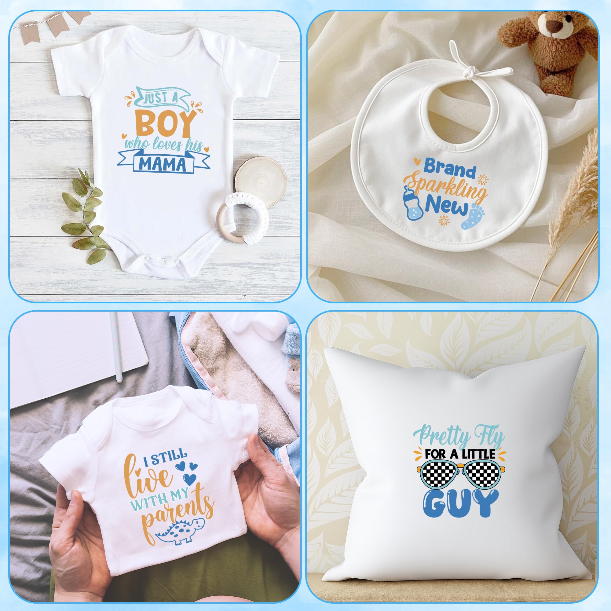 36 hojas de juegos de baby shower, transferencias termoadhesivas para camisetas, lindas transferencias DTF para bebé, transferencias de calor listas para presionar, parches de vinilo para