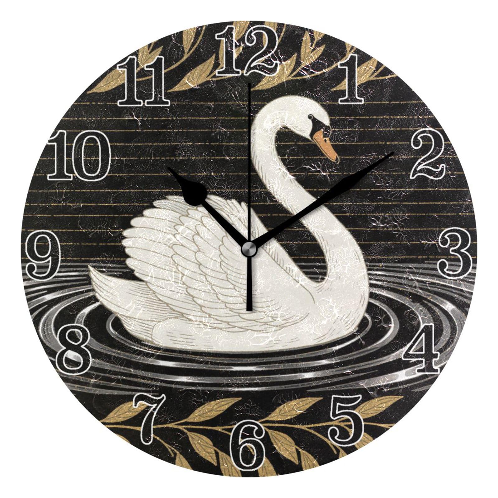 Horloge murale ronde noire et dorée décoration de chambre et bureau
