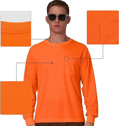 Miniatura 2 de A-SAFETY Camiseta de manga larga con logotipo personalizado de alta visibilidad (XS-6XL)