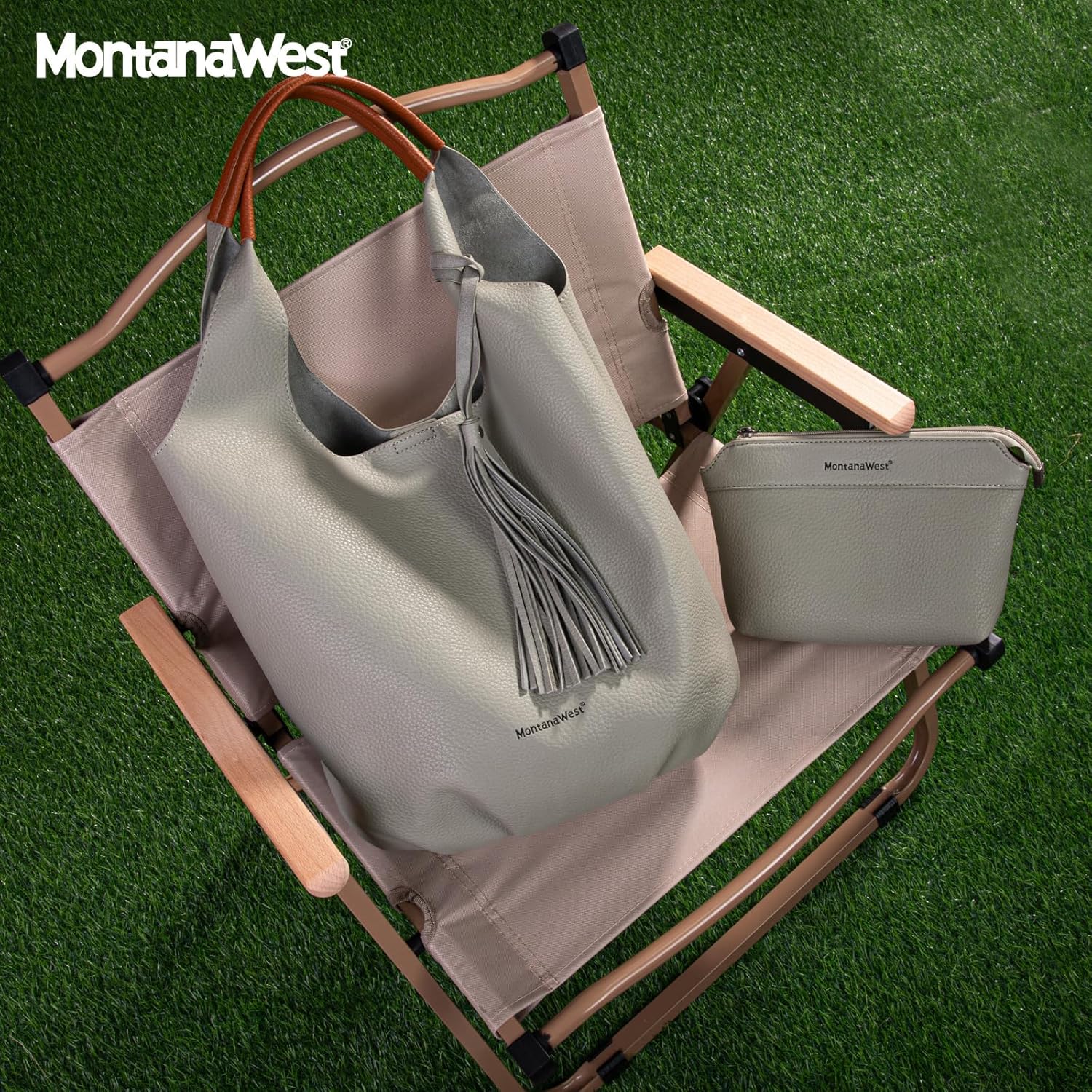 Montana West Hobo Bags for Women Slouchy Handbags 2PCS Tassels Shoulder Bag with Comestic Bag - Image 6