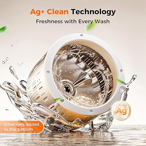 Miniatura 4 de Lavadora portátil de 1.5 pies cúbicos, lavadora de capacidad completamente automática con 8 programas, 10 niveles de agua y bomba de drenaje,