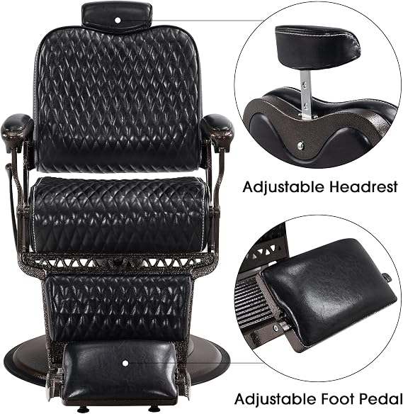 BarberPub Heavy Duty Barber Chair, Styling Equipment 9216(Black)