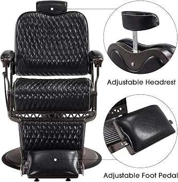 BarberPub Heavy Duty Barber Chair, Styling Equipment 9216(Black)