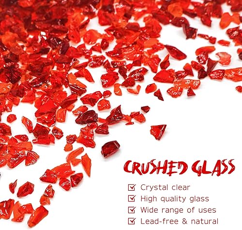 Miniatura 4 de Vidrio triturado para arte de resina, 0.15 a 0.236 pulgadas, rojo, 1.5 libras, piezas de vidrio roto para manualidades, relleno de jarrón y soportes