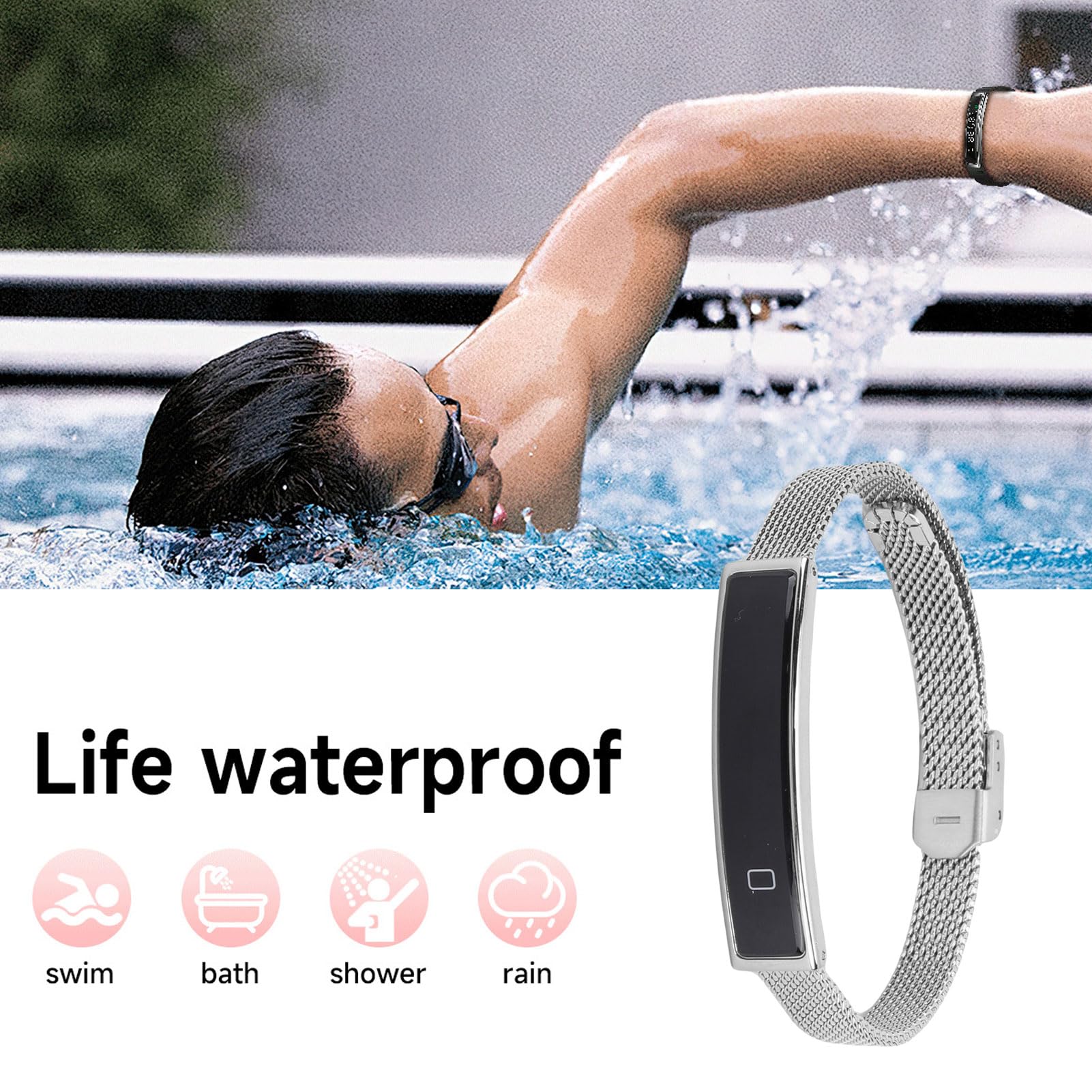 Dpofirs Braccialetto Smart Sanitario, Bracciale Intelligente Indossabile e Tracker Fitness per modalità Multi Sport, Braccialetto Sanitario per Donne Donne