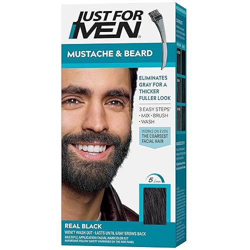 Just For Men Mustache & Beard - Tinte para barba y bigote, la fórmula incluye biotina, aloe vera y aceite de coco, fácil aplicación, cepillo Just For Men Mustache & Beard - Tinte para barba y bigote, la fórmula incluye biotina, aloe vera y aceite de coco, fácil aplicación, cepillo