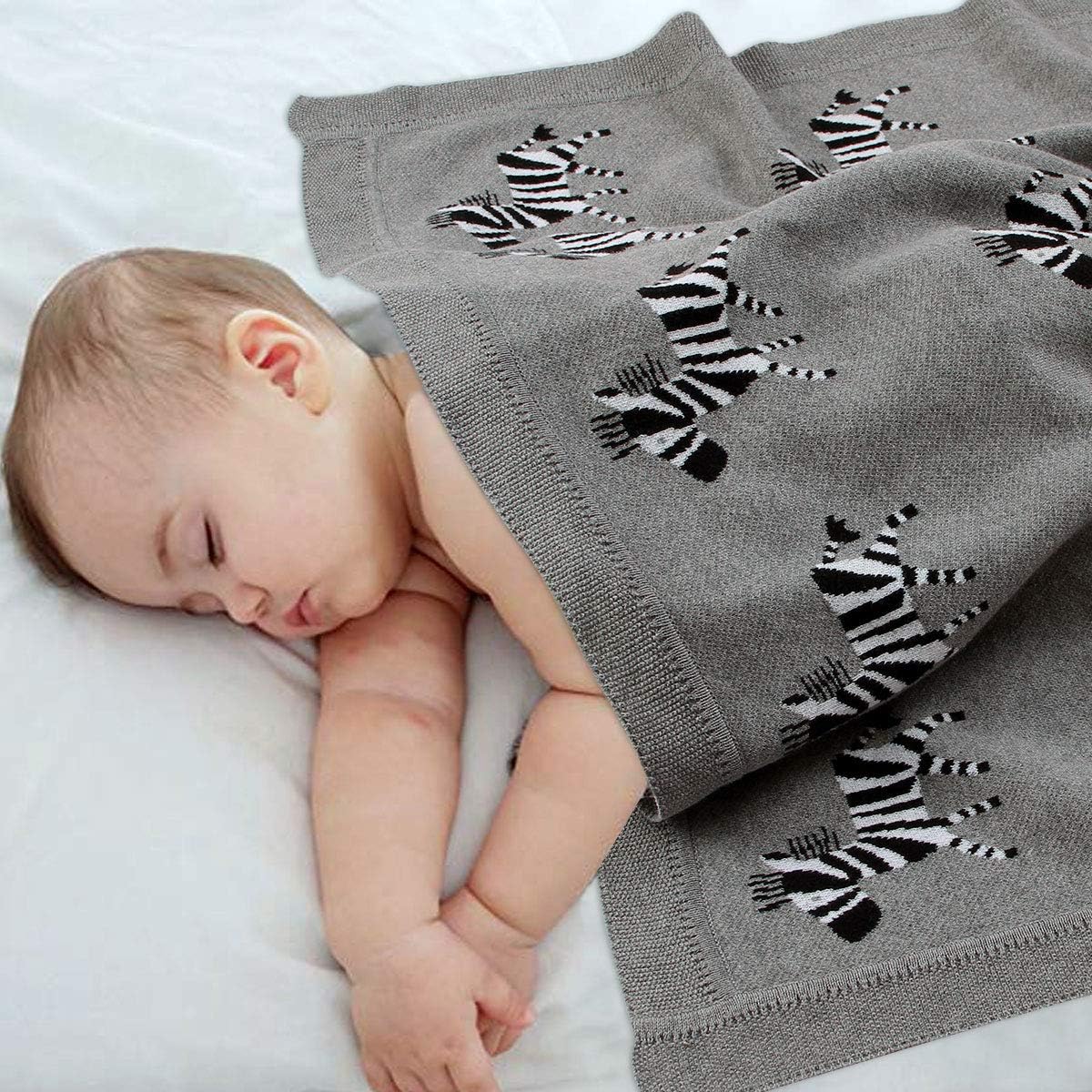 Buy Mimixiong 100 Pure Cotton Baby Blankets Soft Nursery Swaddling Blanket For Newborn Baby With Cute Zebra Grey Size 30 X 40 Inches Online In Indonesia B08885454c