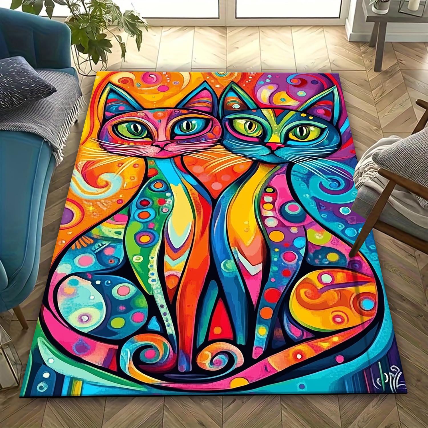 Tapis de sol anti-fatigue imprimé chat 3D facile à nettoyer