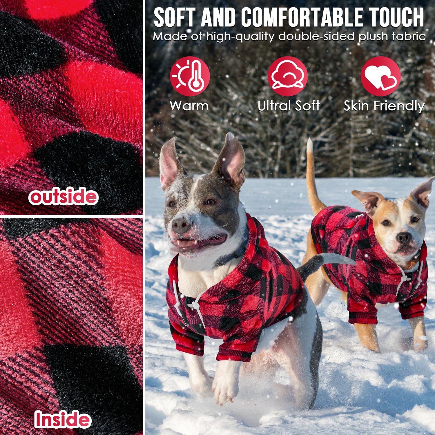 SlowTon Sweat à Capuche pour Petits Chiens, vêtement en Flanelle pour Animaux, avec Passe-Patte et Poche, Pull Chaud pour Chiots et Chatons, Sweat-Shirt de qualité supérieure