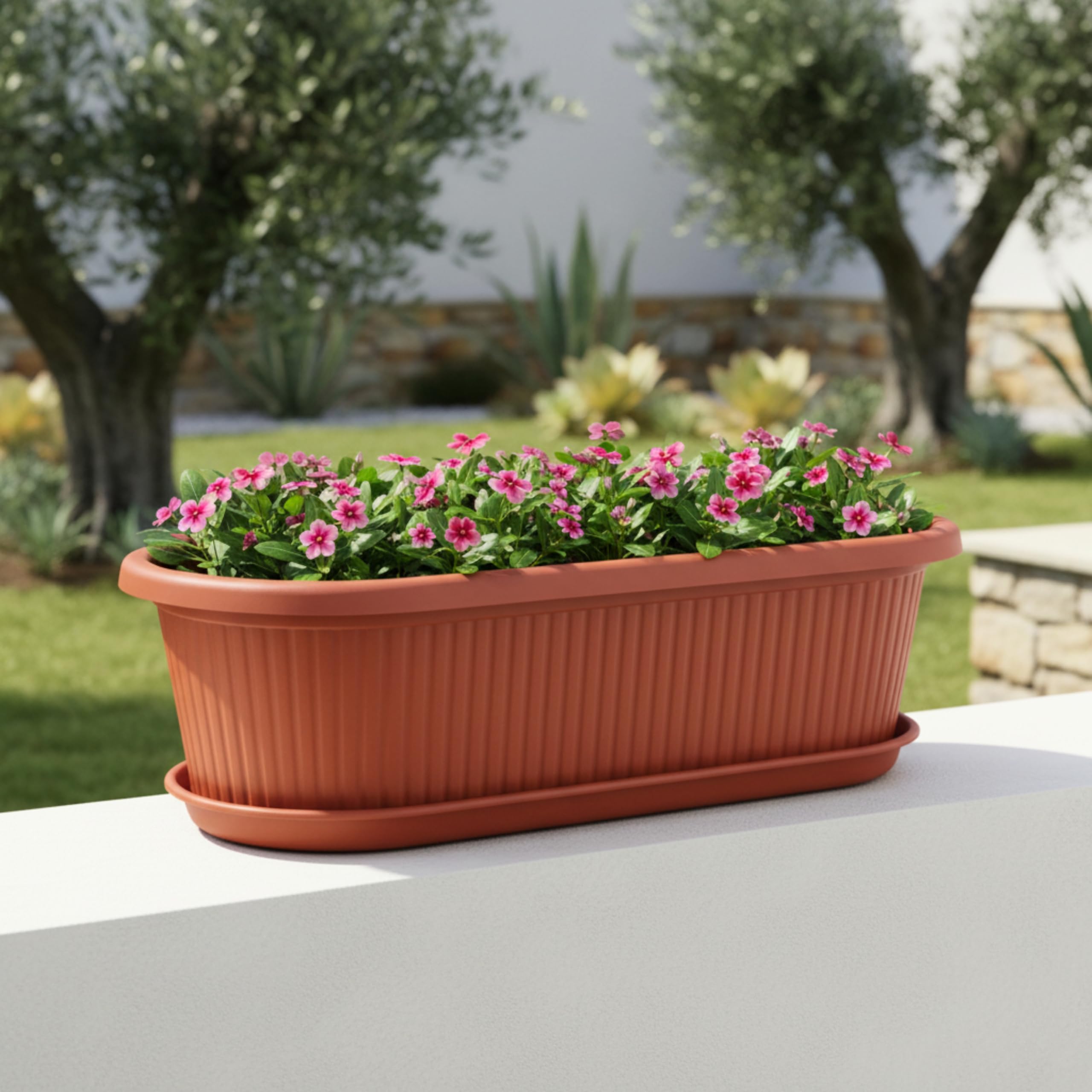 Kraft Seeds Regalia 16 inch Medium(Pack of 1) Flower Pots for Garden with Bottom Plate Big Size Durable UV Resistant Plastic Gamla for Plants Indoor Outdoor Weatherproof-image-10