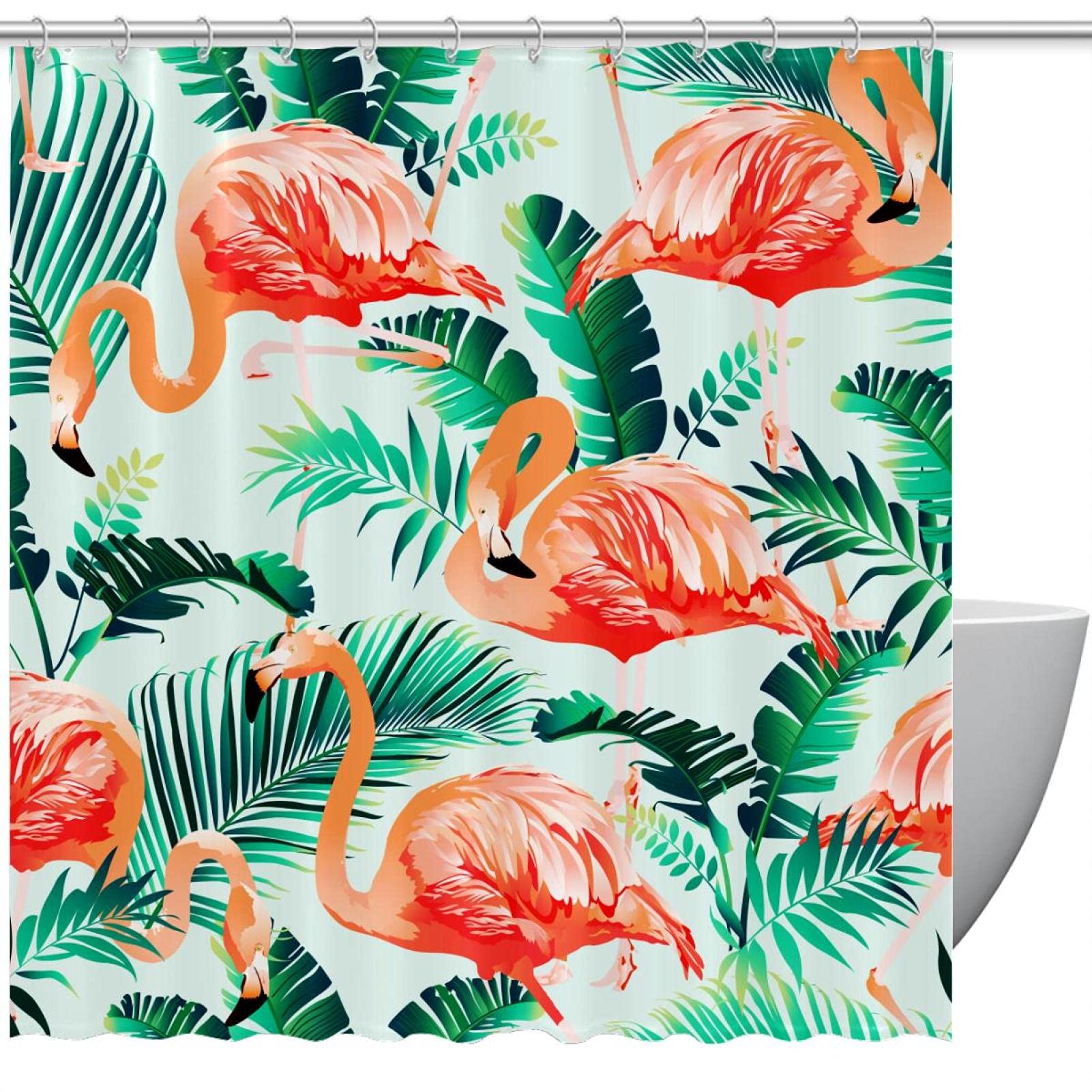 Rideau de douche flamant rose imperméable fini les sols mouillés