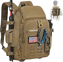 Piscifun Fishing Tackle Backpack with Rod & Gear Holder, Lightweight Fishing Tackle Storage Bag with Protective Rain Cover