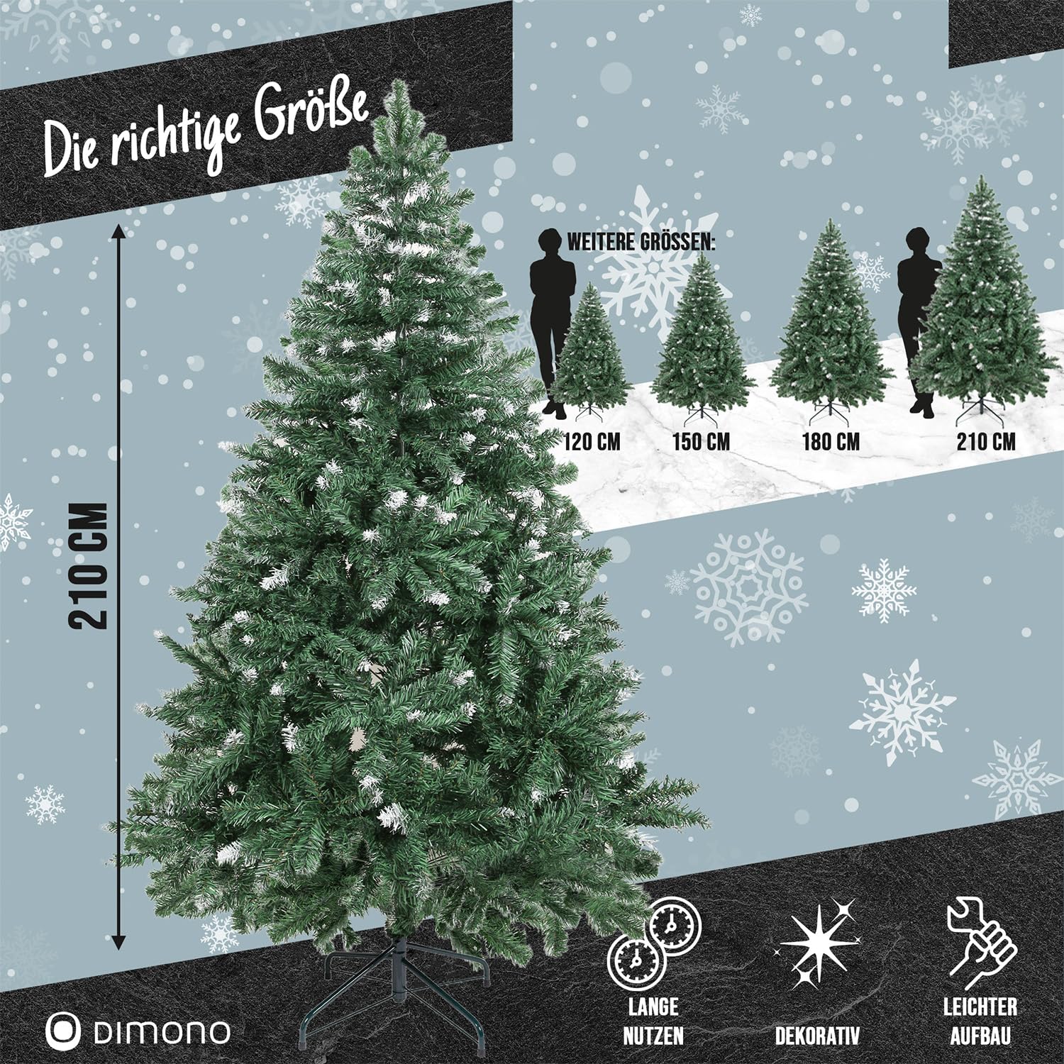 Dimono® Árbol de Navidad Artificial 210 cm con Nieve - Ramas Densas