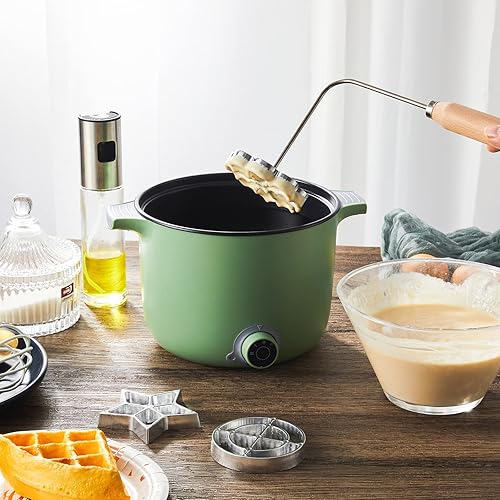 Miniatura 5 de Achappam - Juego de 7 moldes para bunuelos con mango, rosetón de aluminio, fabricante de rosetas de aluminio, corazón, estrella, círculo, cuadrado,