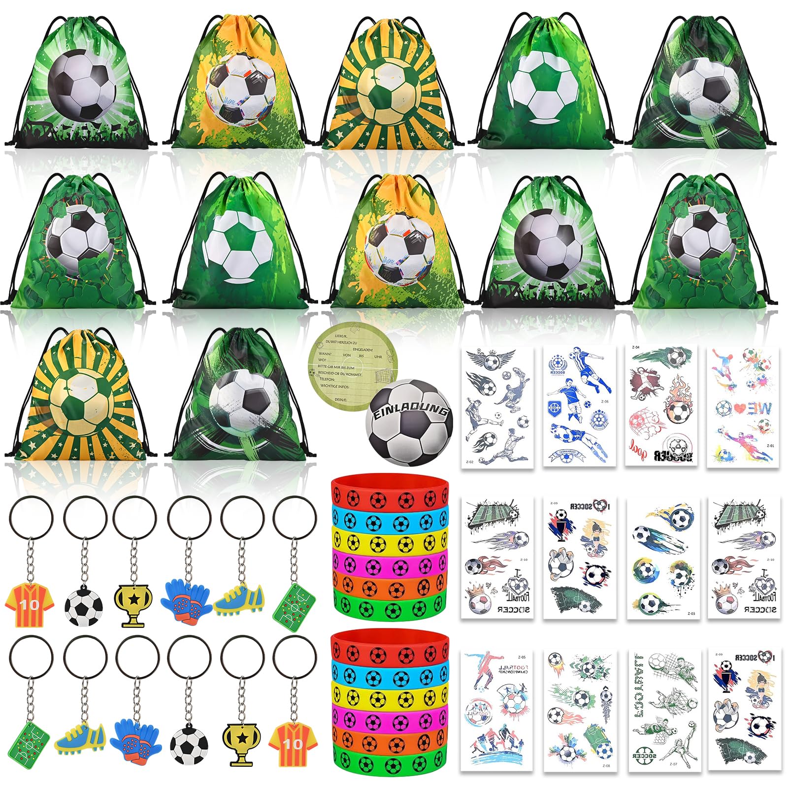 53 Pcs. Set) Soirée Cadeaux Enfants Anniversaire Cadeaux Bracelets / Porte-clés / Sifflets / Tatouage Adhésif - Football