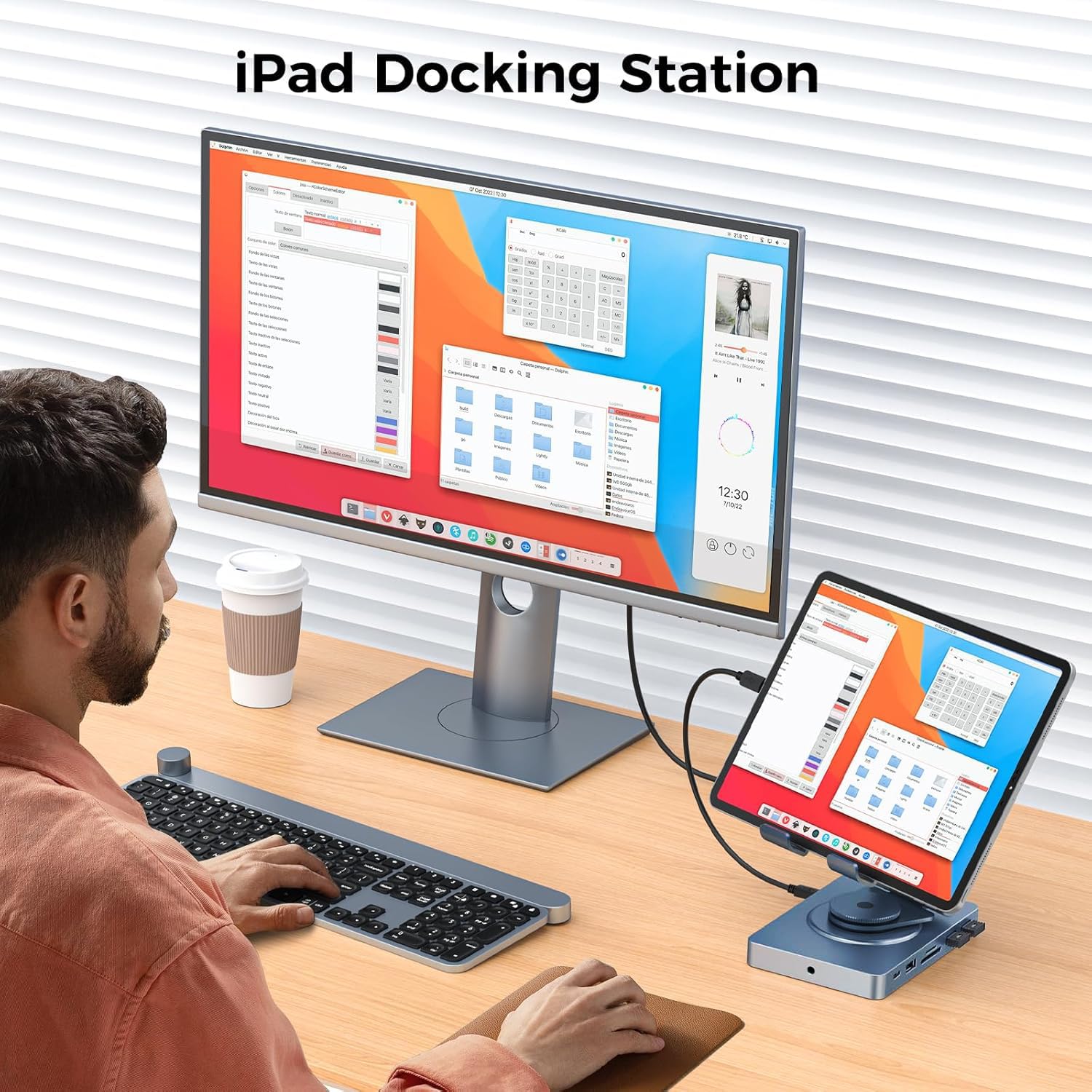 Docking station USB C girevole a 360° per iPad, iPad Pro, tablet, Samsung, Steam Deck, ROG Ally, Legion Go, Msi Claw, ecc., 11 in 1 con lettore SD TF 4.0, HDMI 4K@60Hz, RJ45, Audio, USB A, USB C