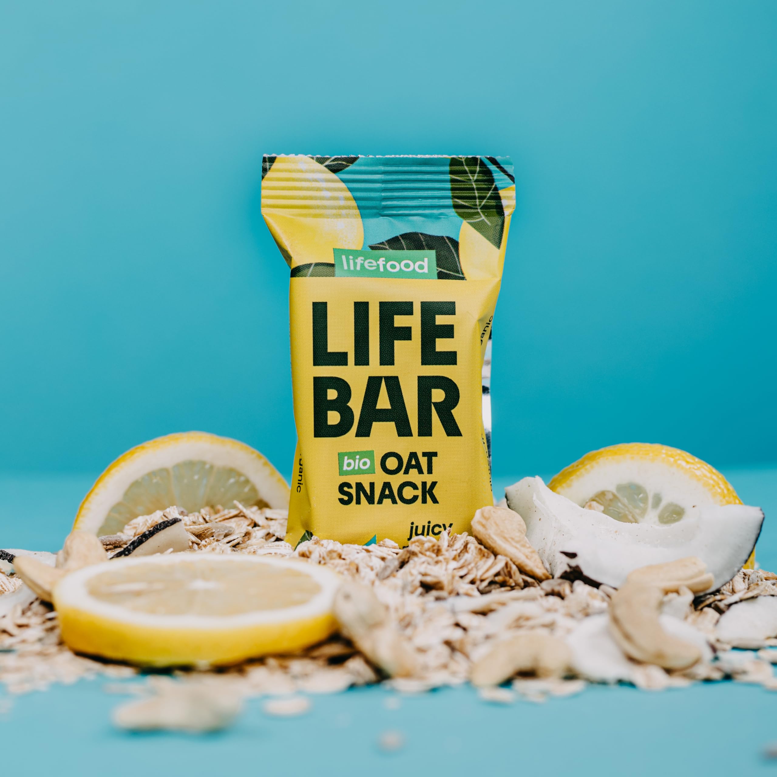 Lifebar Haferriegel, Hafer Riegel, Haferflocken Riegel, Hafer Snack Vegan Bio Glutenfrei by Lifefood (Zitrone)