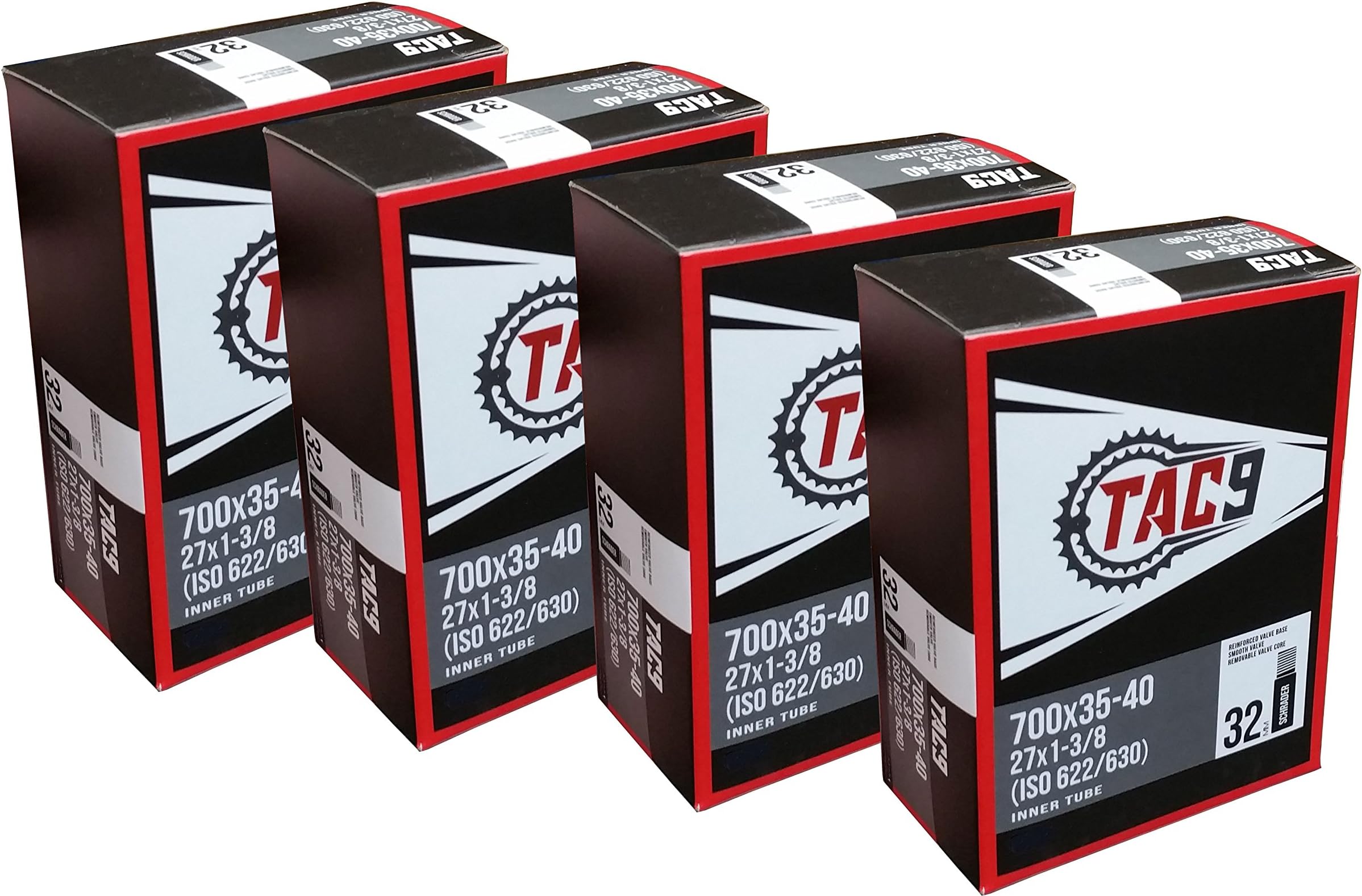 TAC 9 Bicycle Inner Tubes, 700 x 35-40 (27 x 1-3/8) Regular Schrader Valve, 32mm (ISO 622/630)