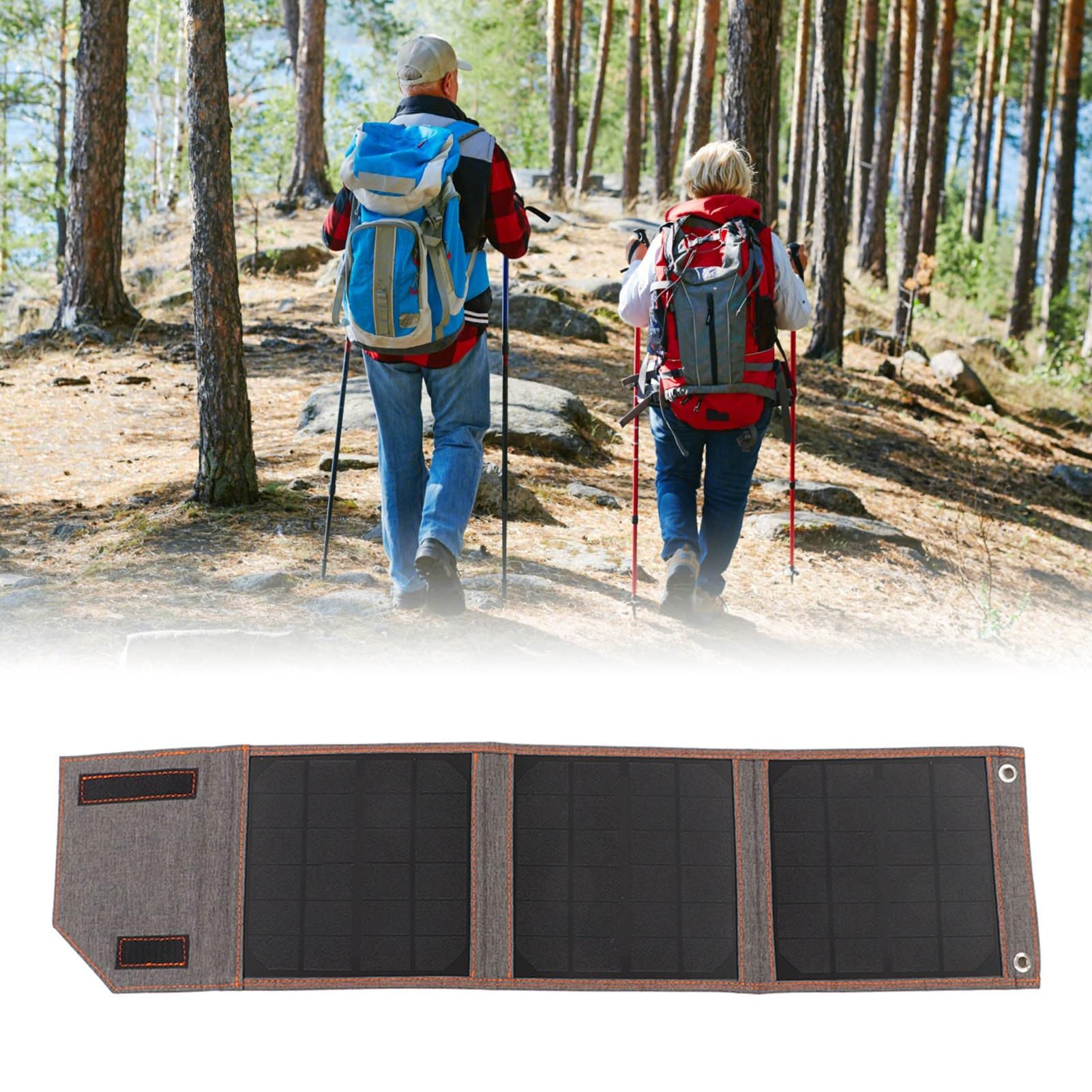 Cargador solar plegable de silicio monocristalino, 15 W, cargador portátil para camping, senderismo, exterior, diseño ligero