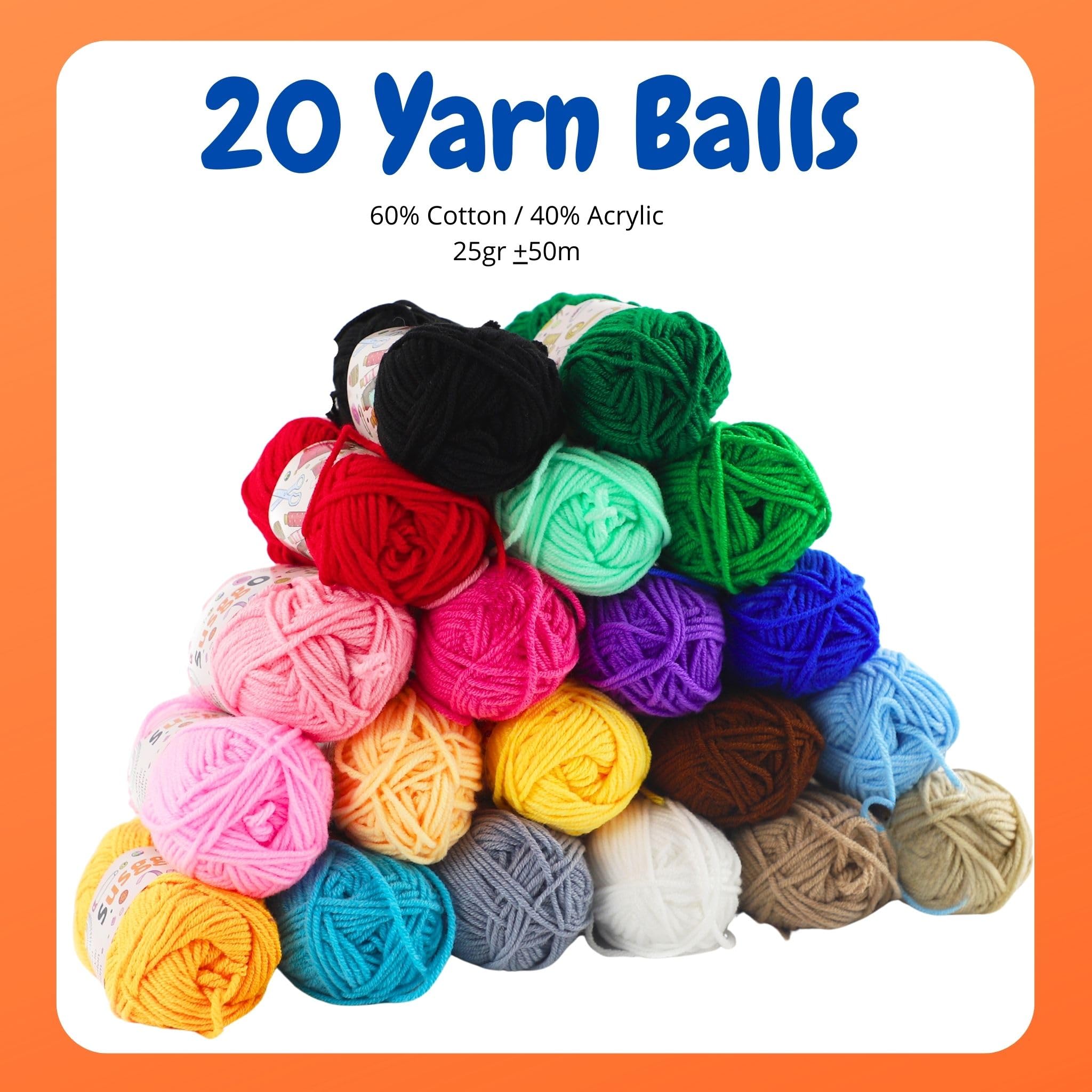 SusggO 96 sztuk Zestaw Szydełkowy Dla Początkujących Pełny Szydełko Amigurumi Zestaw Startowy Szydełka Akcesoria Kłęby 25gr60% Bawełna 40% Akryl Torba do przenoszenia, Instrukcja Case Nauka Szydełka