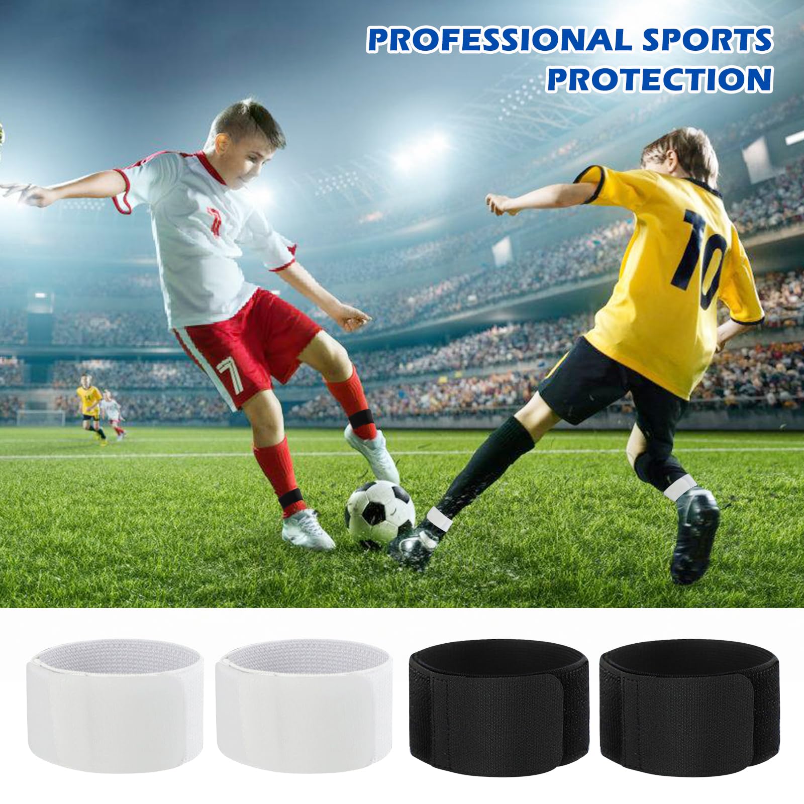 Lot De 6 Sangles De Maintien Pour Protège-tibias - Noir Et Blanc - Élastique Respirant - Enfant Et Adulte - Football Et Sports