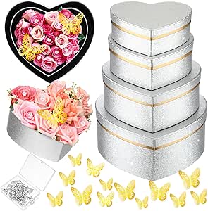 Black Heart Shaped Boxes For Flower Arrangements Heart Boxes For Flowers Set Of 4
