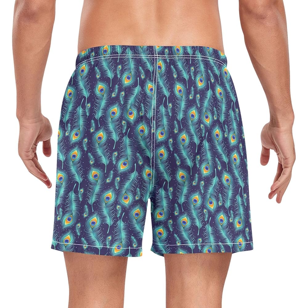 Amazon.com: ZZXXB Peacock Feather Pattern Men's Swim Trunks