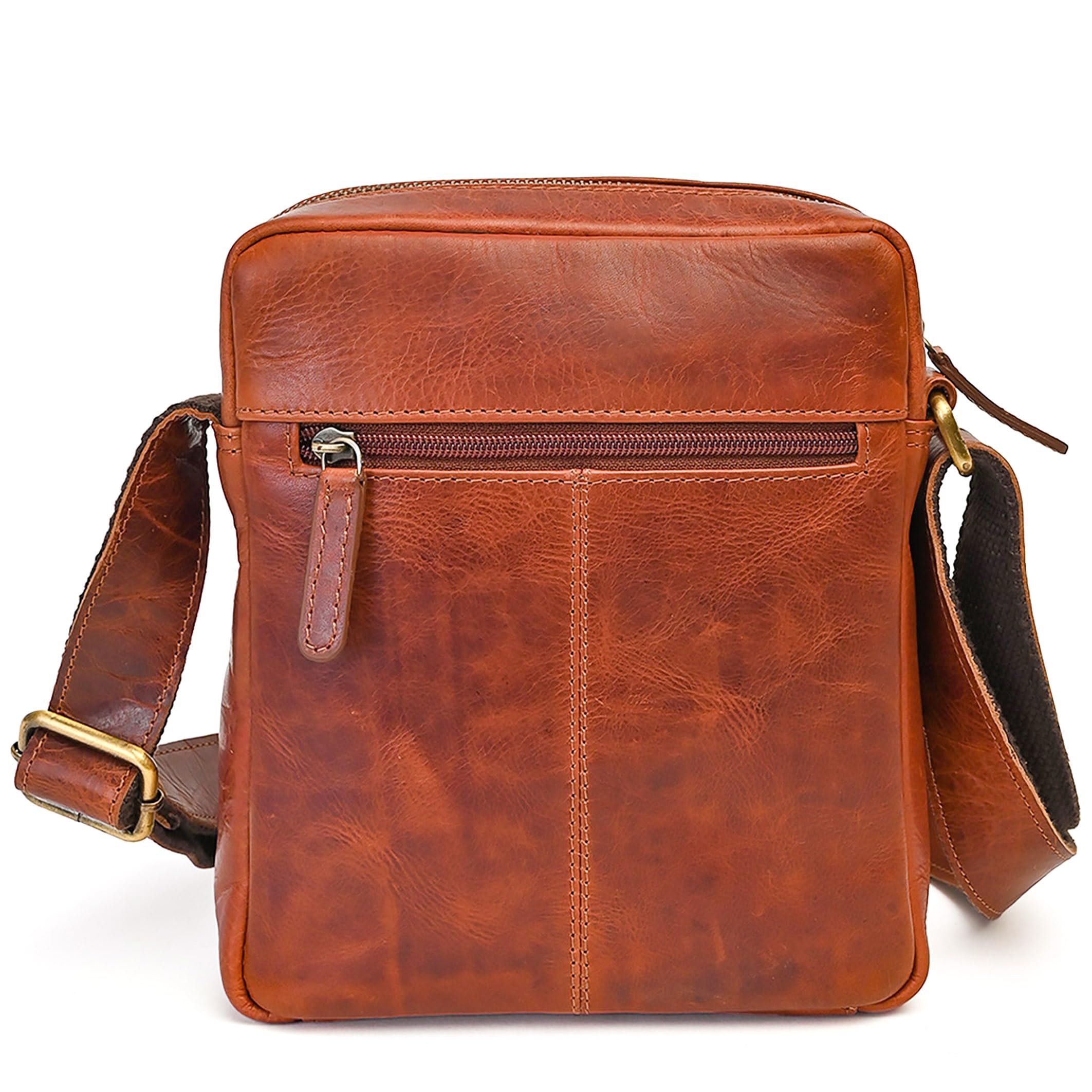 ALMADIH kleine Leder Umhängetasche Herren 8.3 Zoll iPad Mini & Tablet – MARC braun vintage Kompakte Ledertasche für Alltag & Reisen moderne Herren Messenger Schultertasche Freizeittasche Herrentasche