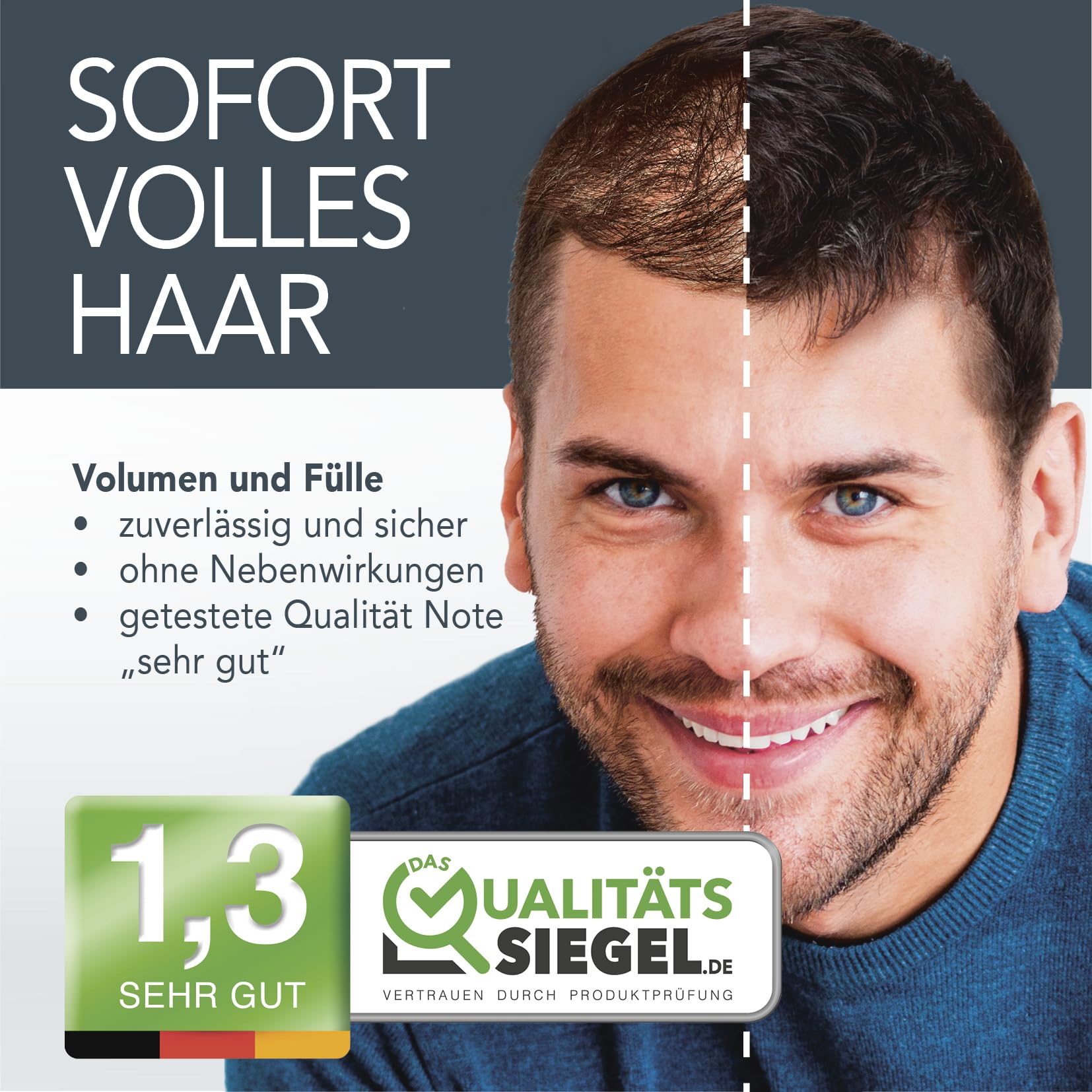 Cover Hair® Premium Streuhaar - 26g I Schütthaar zur Haarverdichtung & Ansatzkaschierung - Natürlicher Look in Sekunden I Hair Fiber für Männer & Frauen I Streuhaar Dunkelbraun