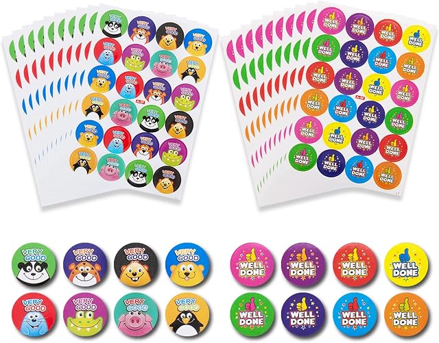 Reward Stickers for Children,Teacher Stickers Well Done Motivational Animal Stickers for Pupils Kids 20 Sheets School Stickers for Toddlers Classroom Stickers Teacher Supplies (480 Packs)