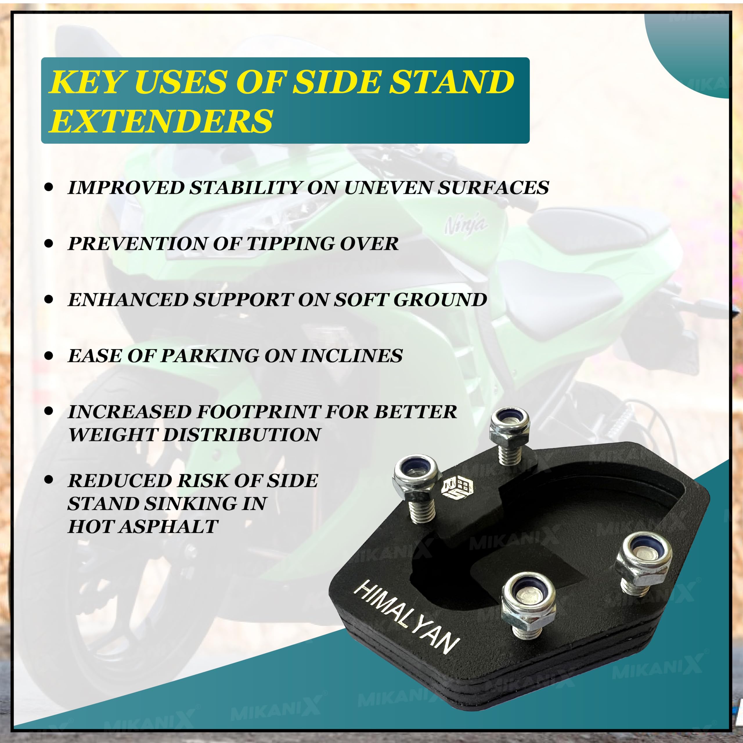 OBEROI'S TRADERS Stainless Steel Side Stand Extender | Side Stand Pad for RE Himalayan 450 3
