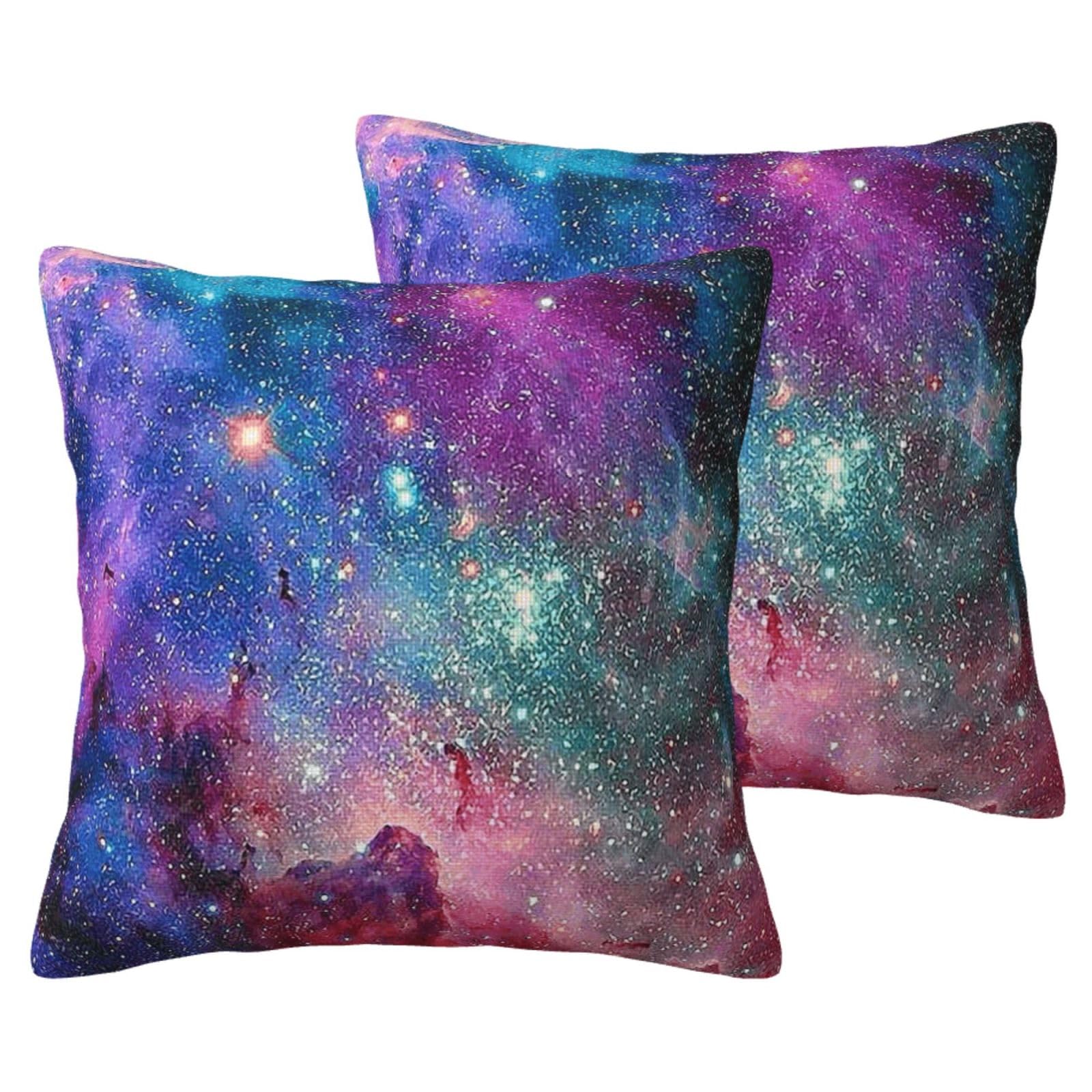 Taies d'oreiller galaxie en imitation lin (lot de 2) imprimé coloré pour chambre
