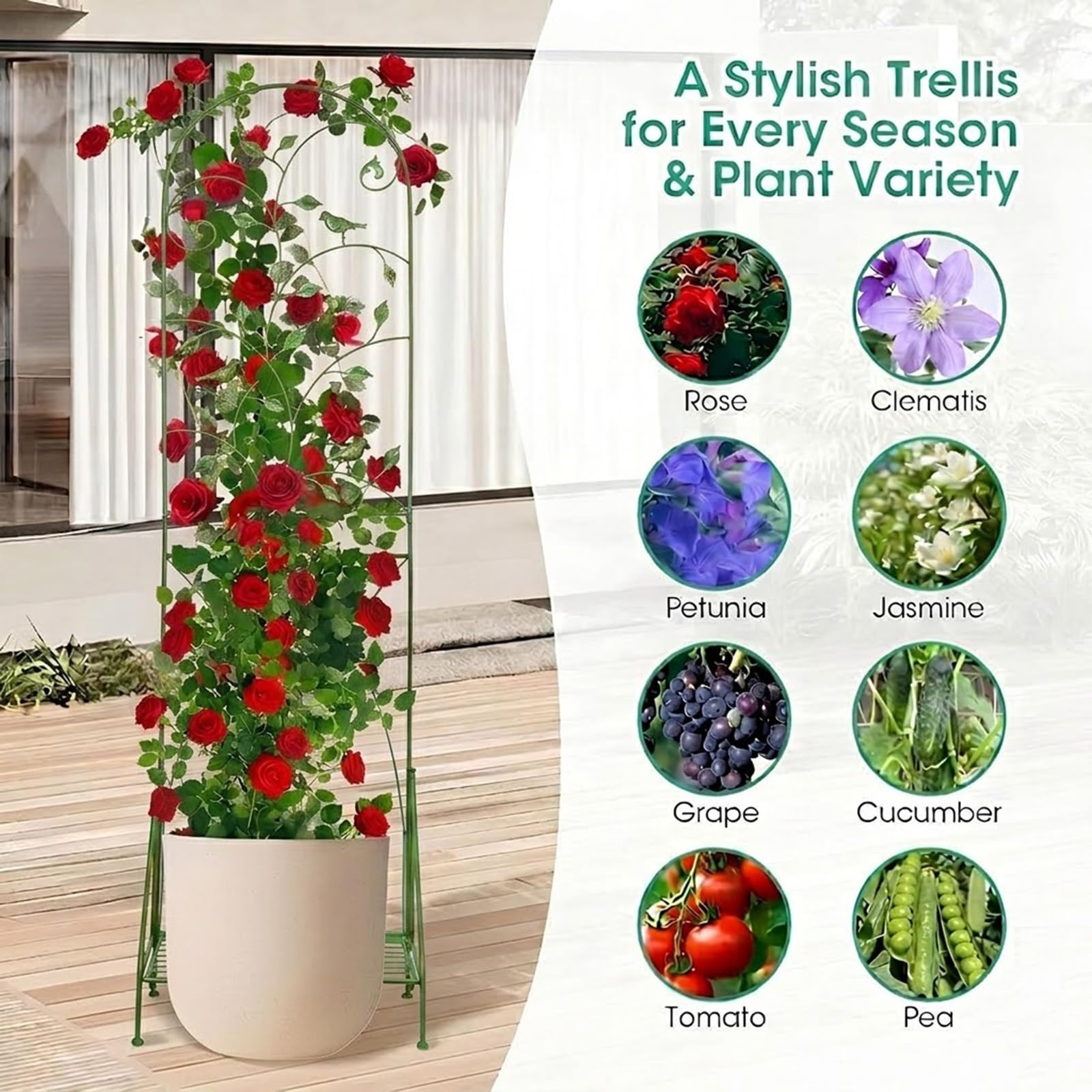 Celosías de Jardín, W50xH180cm Decoración Exterior, para Verduras Flores,Montaje DIY, para Jardín, Patio, Piscina(White)