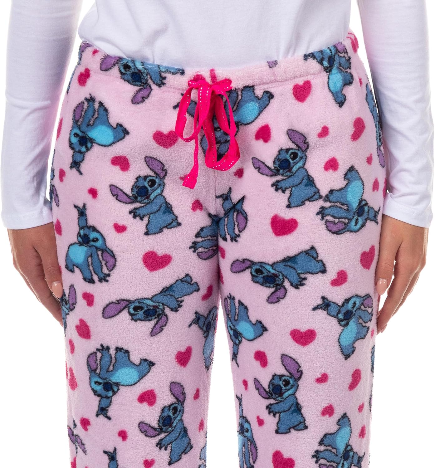 Disney Stitch Pajamas Women's Plush Heart Accents Adult Lounge Sleep Pants - Image 3