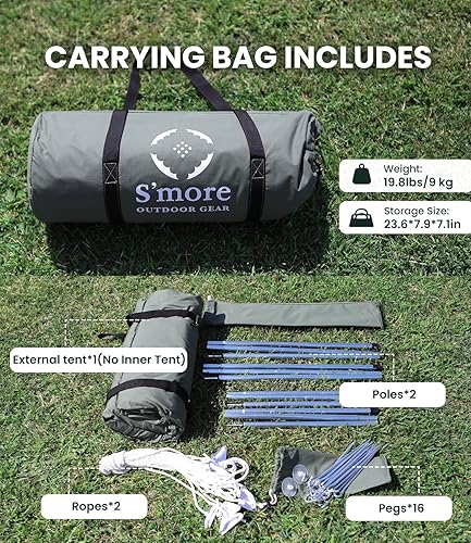 Miniatura 6 de S'more Canvas Camping Tent for 2 Person, 4 Season Tent with Porch, Weather Resistant Glamping Tent, Ideal for Car Camping,Outdoor,Hiking,Backpacking