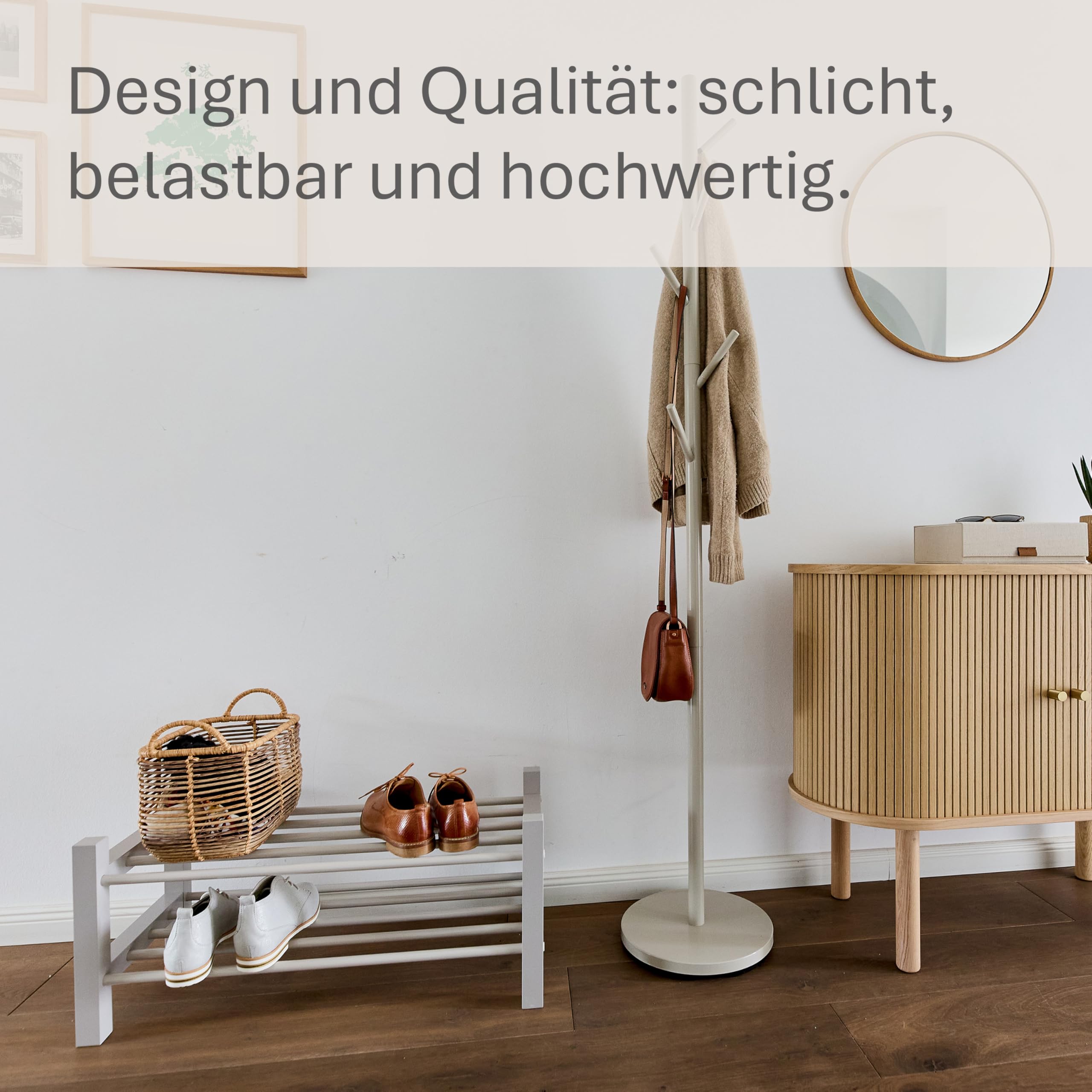 LOVE IT STORE IT LOFT Schuhregal schmal, Grau | Platzsparendes Schuhregal aus Metall und Holz, Für bis zu 8 Paar Schuhe, Mit 2 Ebenen, 73 x 33 x 32 cm