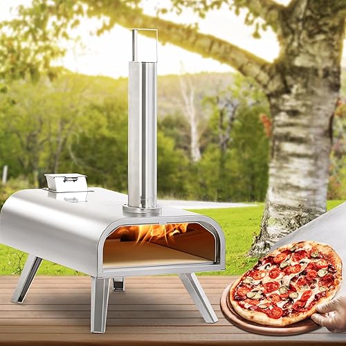 Miniatura 9 de BIG HORN OUTDOORS Horno de pizza de pellets de madera de 16 pulgadas, estufa de pizza de pellets de madera, horno de pizza portátil de acero