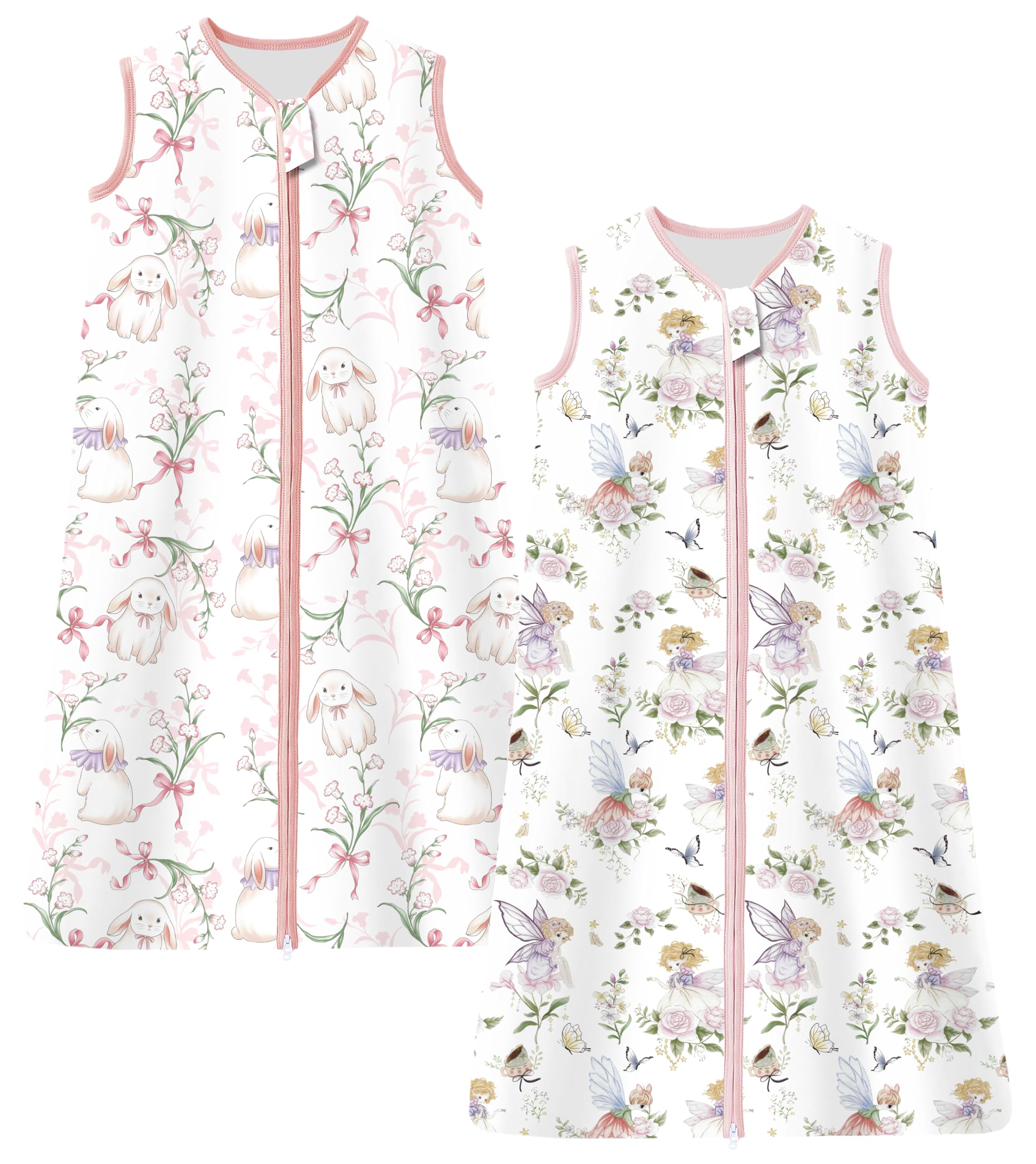 Chilsuessy 2er Pack Sommerschlafsack 1 Tog Baby Schlafsack Kleine Kinder Schlafanzug ohne Ärmel für Sommer und Frühling 100% Baumwolle