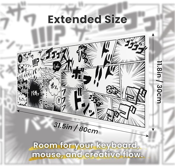BELLEMOND Alfombrilla de Escritorio Arte Japonés Manga Burst 80x30 cm miniatura 3