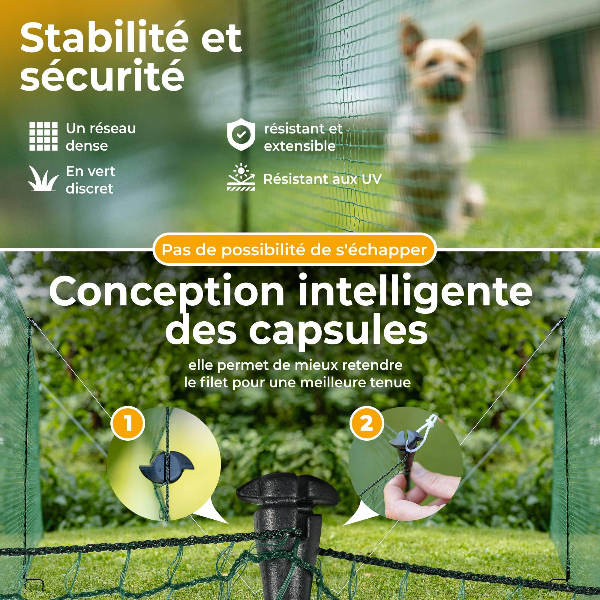 NATURIZ® filet poule en 15m / 20m / 25m x 90cm - cloture jardin exterieur extrêmement stable, sans électricité, vert (20m)