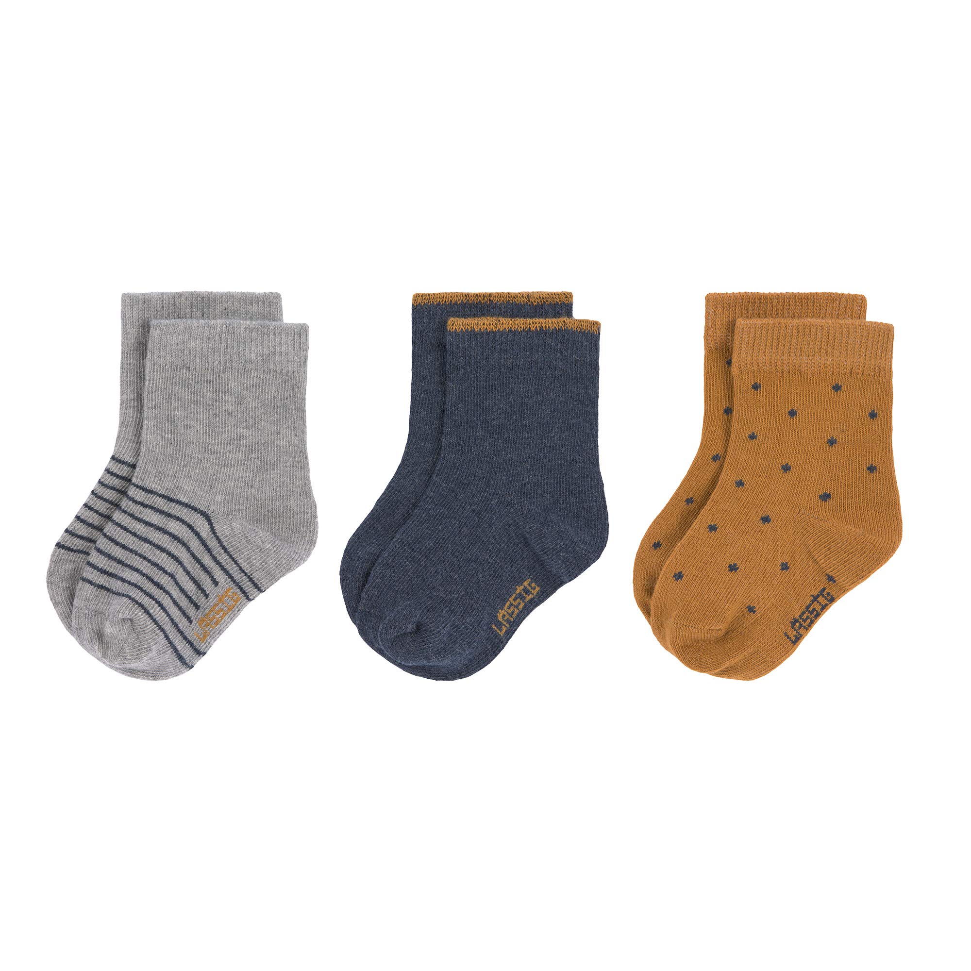 LÄSSIG Baby Kids Socks GOTS 3 pcs. assorted blue, Size: 15-18