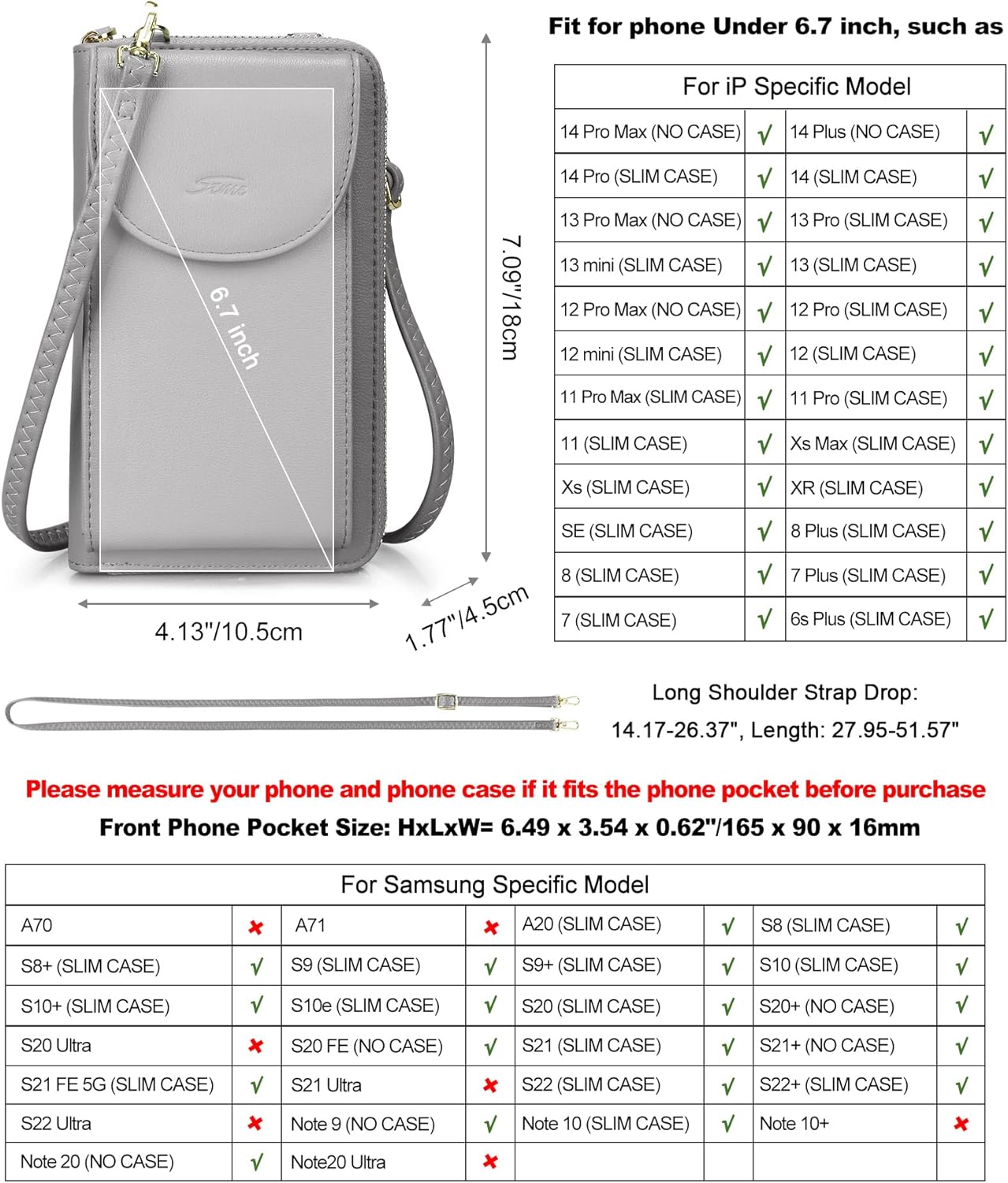 S-ZONE Small Crossbody Bags for Women Cell Phone Purse RFID Blocking Wallet Purses with Credit Card Slots - Image 3