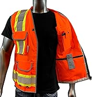 Vista 12 de A Reflective Safety Vest For men Class 2 Heavy Woven Two Tone Engineer Hi Viz Safety Vest 3M Tape