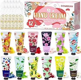 Pacote com 12 cremes para as mãos para mulheres, mini loção para as mãos tamanho de viagem para cuidados secos e rachados, hidratante natural de plantas, conjunto de presente para mãe, apreciação de