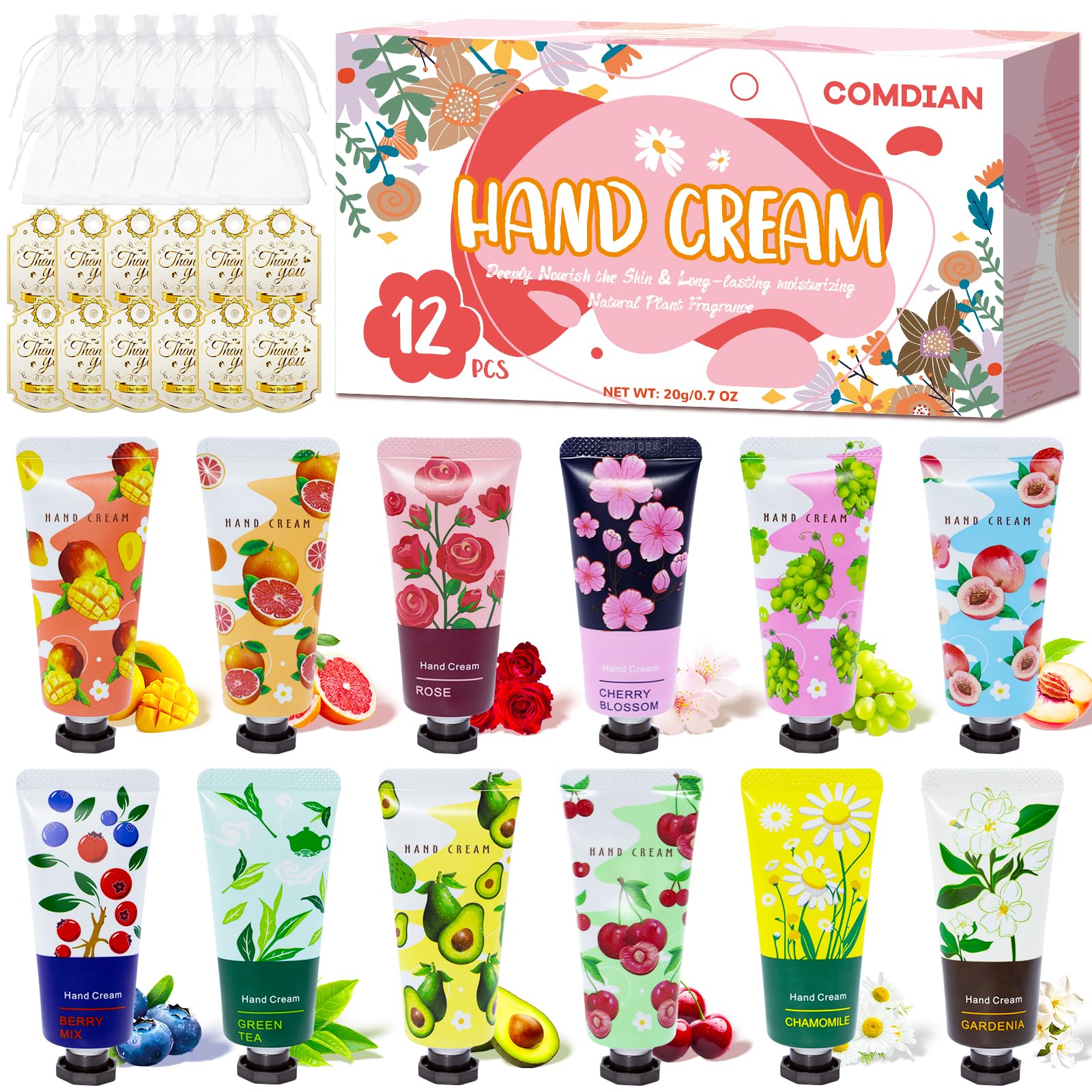 12 Pack Hand Cream for Women, Mini Hand Lotion Travel Size for Dry