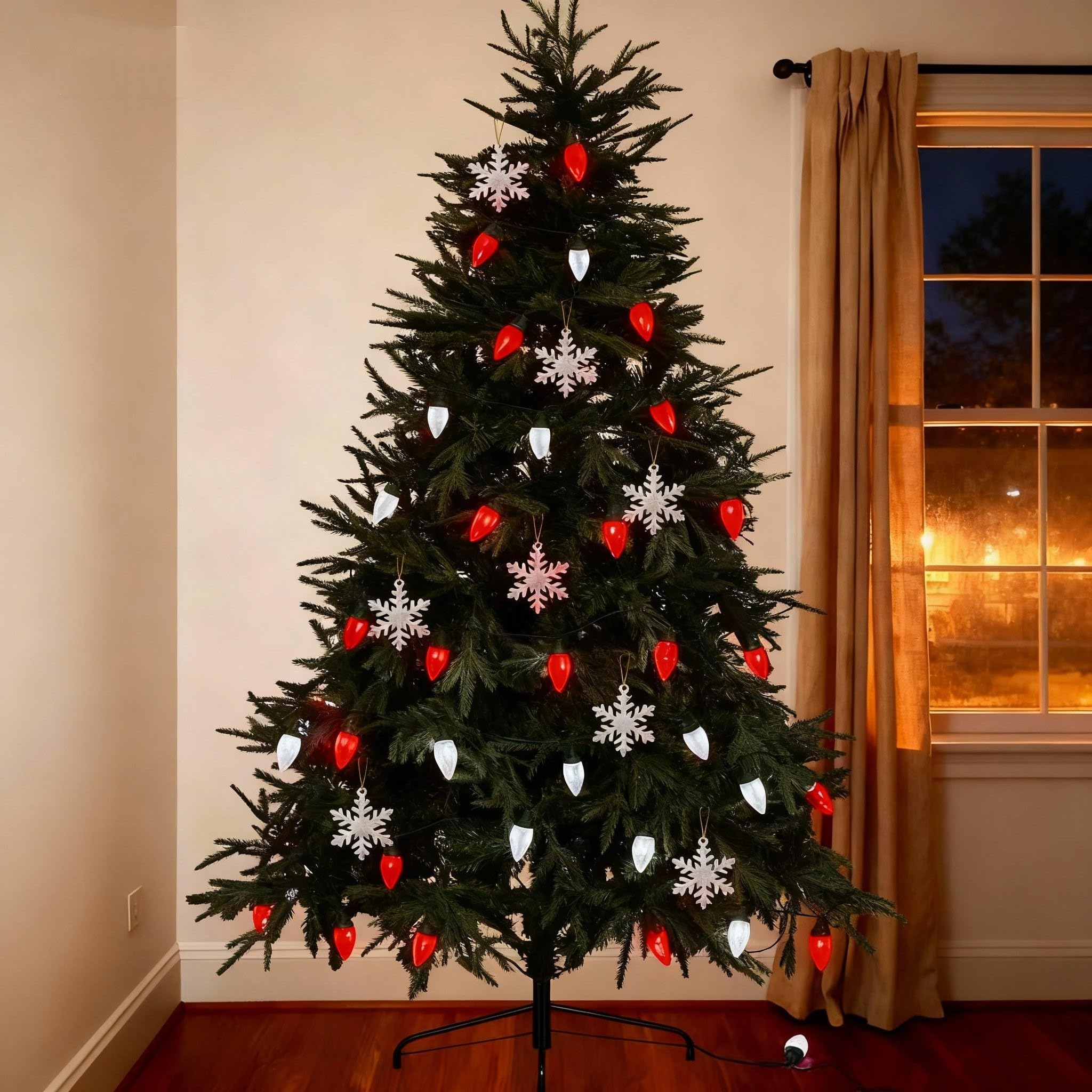 C9 LED-Weihnachtsbeleuchtung für den Außenbereich, 10 m, 50 LEDs, 8 Beleuchtungsmodi, wasserdicht, anschließbar, Weihnachtslichterkette für Außendachlinie, Terrasse, Zuhause