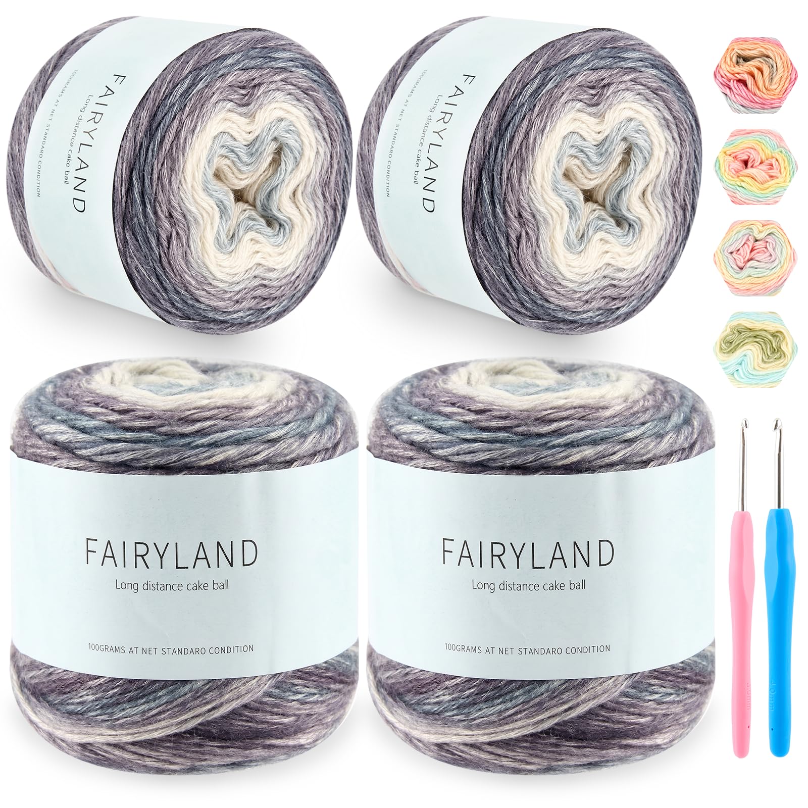 Bafeil Gradient Yarn for Crochet and Knitting, 4 × 100g Soft Ombre Yarn