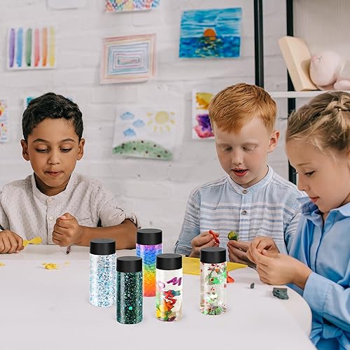 Miniatura 7 de 24 botellas de plástico transparente, botellas sensoriales vacías con tapas, 10 onzas / 10.1 fl oz de plástico PET, contenedor de bebida