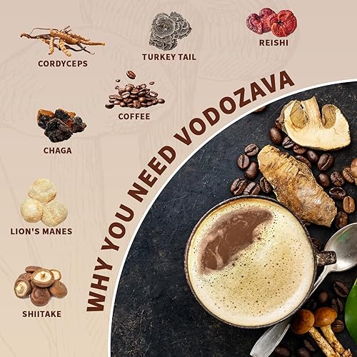 Miniatura 3 de Café instantáneo de hongos en polvo para pérdida de peso, extracto de café expreso con melena de leones Chaga, cola de pavo Shiitake, Cordyceps